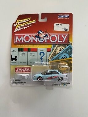 Monopoly Johnny Lightning Die-Cast Toy Car in Light Blue with Exclusive Token